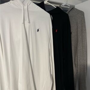 Men's Hooded Shirt Trio - White, Black, Gray